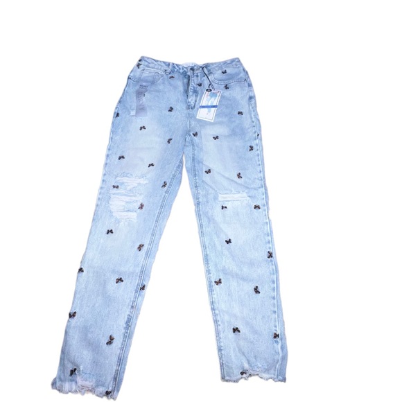 Tinseltown Denim - Tinsel All Over Butterfly Mom Jeans